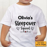 Customized Text and Backside Name Sleepover Squad Party Shirt